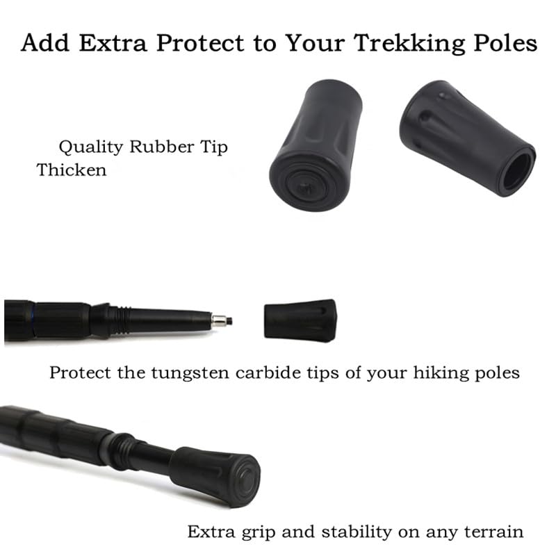 6pcs Rubber Tips for Walking Sticks - Shock Absorption, 11mm