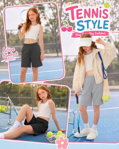 3 Pack Girls Athletic Shorts with Pockets - Summer Playwear