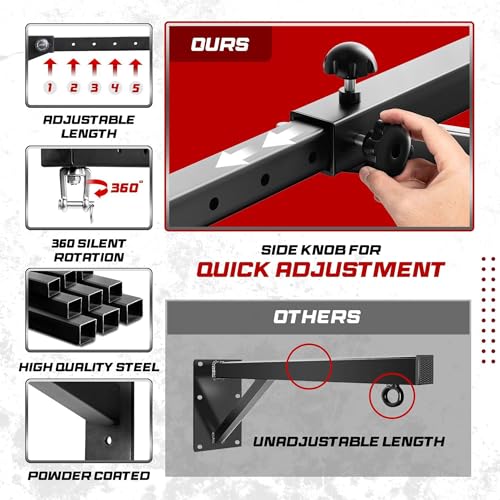 Yes4All Adjustable Wall Mount Punching Bag Hanger with Swivel Chain & Snap Hooks
