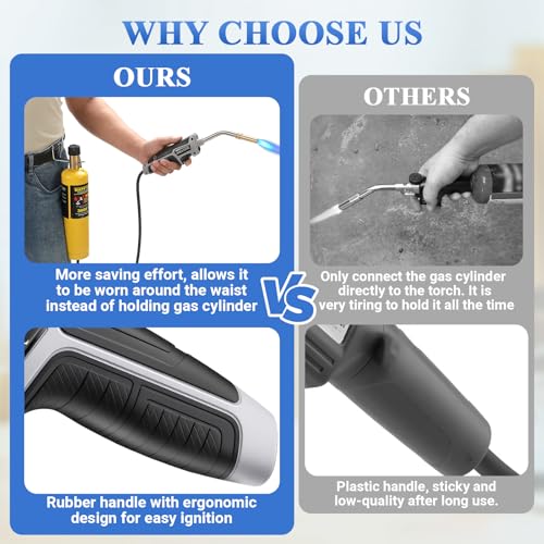 Propane Torch Kit, Mapp Gas Torch with Cylinder Clip, 5ft Hose and Trigger Start Adjustable Flame, Brazing Torch Kit for Soldering, DIY, Jewelry(Propane Cylinder Not Included)