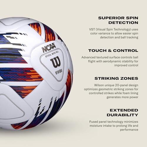 Wilson NCAA Vivido Soccer Ball - Size 5, White/Orange/Purple