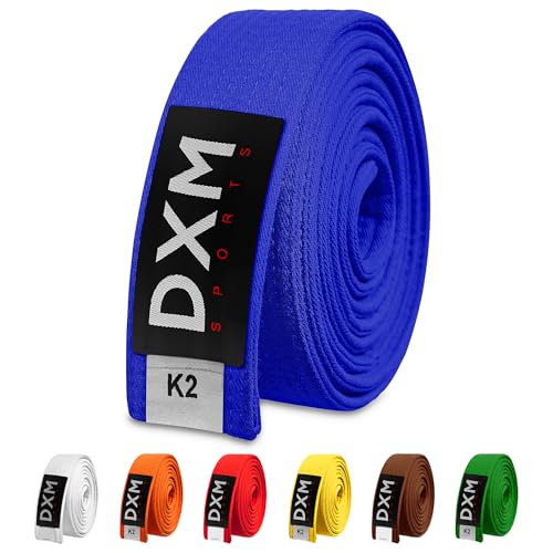 DXM SPORTS 220cm Blue Martial Arts Belt for Karate, Judo, Aikido & Taekwondo - Durable Cotton, Double Stitched for Kids & Adults