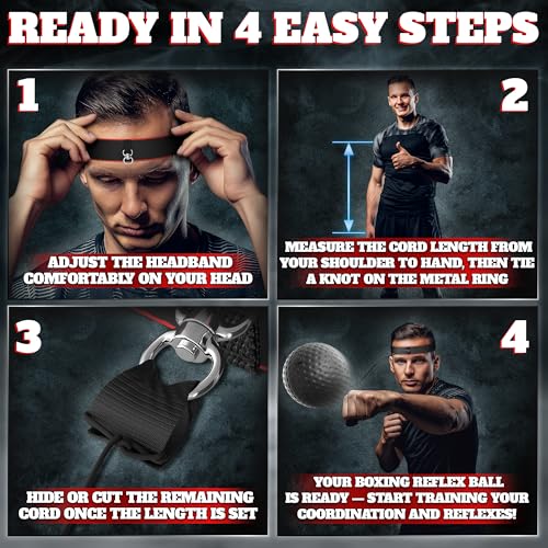 Boxing Reflex Ball Set - 4 Balls, 2 Adjustable Headbands for Training