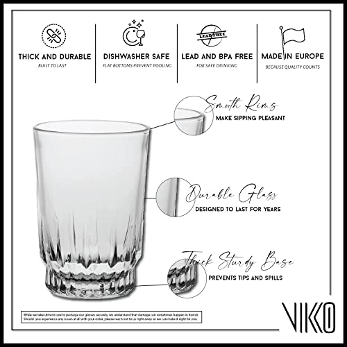 Vikko 5oz Small Juice Glasses Set - Heavy Base Clear Drinking Tumbler for Juice Water Kids, 2.4 Inch Wide, 3.5 Inch High, Pack of 6