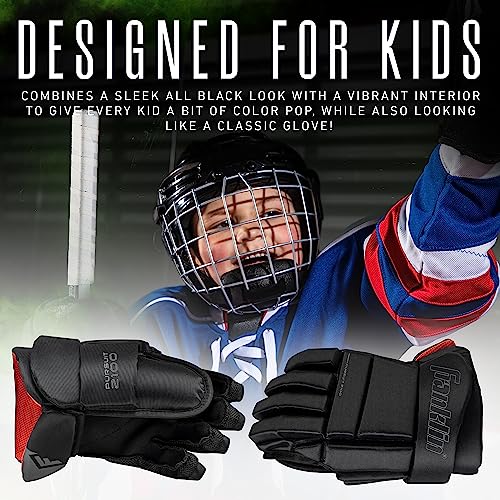 Franklin Sports 10 Inch Youth Ice Hockey Gloves - Thumb Lock System & Full Motion Cuff