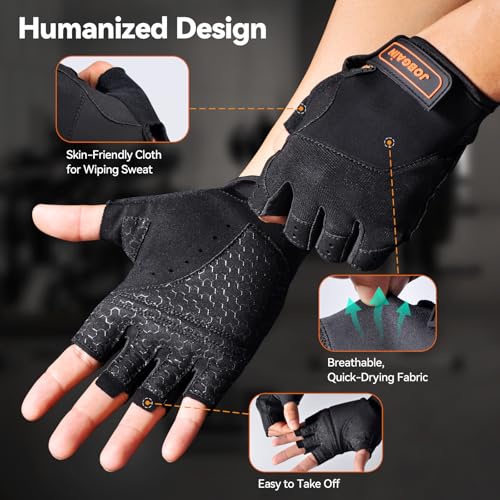 Workout Gloves - Breathable Fitness Gloves for Men & Women - Black, Small