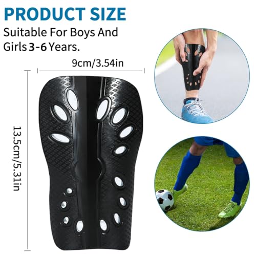 Soccer Shin Guards for Kids - 2 Pairs Lightweight Black & White A - Small