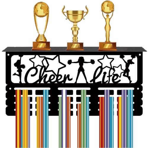 Cheerleader Medal Holder with Shelf - Cheer Life Theme, 4 Rows