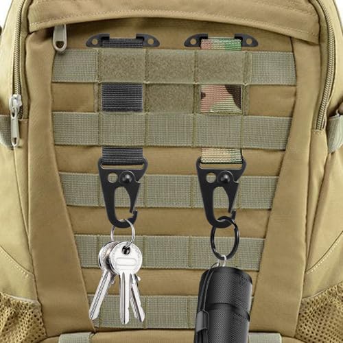 Tactical Molle Clips T-Mount Webbing Key Holder, 2 Pack Clash Hook