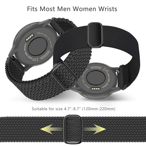 Laband 18mm Nylon Watch Band - Black Quick Release Compatible with Garmin Venu 2S/3S/4 41mm, Vivoactive 4S, Vivomove 3S, Forerunner 255S/265S