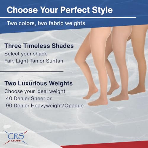 Footed Figure Skate Tights - 2 Pair, Small / Fair Sheer 40D