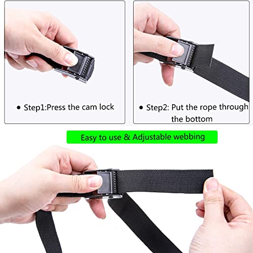 Heavy Duty Tie Down Straps - 2Pcs Cam Buckle Straps 6.5ft Black
