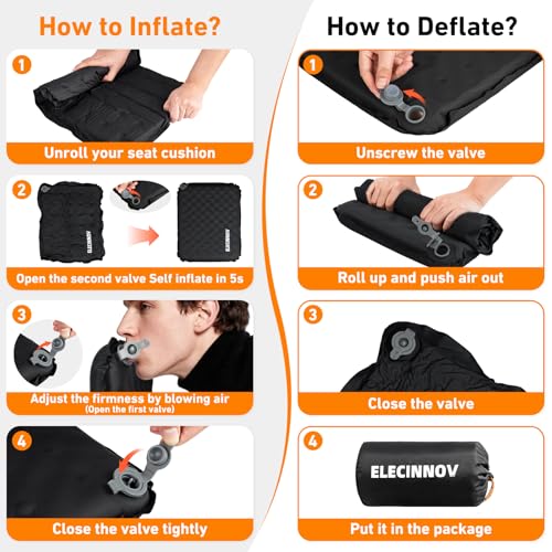 Self-Inflating Stadium Seat Cushion - Lightweight Portable Comfort