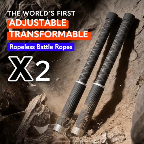 Adjustable Weight Ropeless Battle Ropes & Fitness Bar - Pure Black