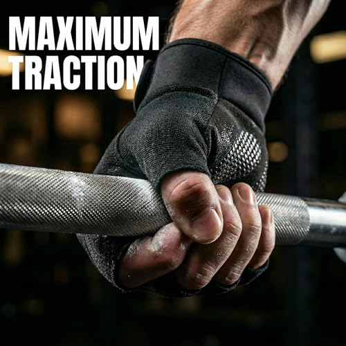 Weight Lifting Gloves with Extended Wrist Support - Breathable Fingerless Gym Gloves for Men & Women