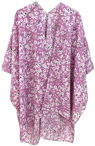 Women's Beach Cover Up Kimono Cardigan - Lavender Pink Floral