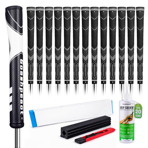 Goashpeaot Grey Midsize Premium All-Weather Golf Grips 13-Pack with Putter Grip & Regripping Kit
