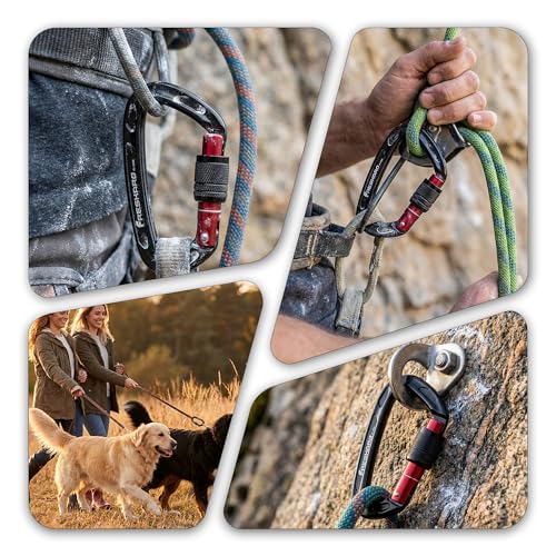 FresKaro Black 2pcs 4in Carabiners 25kN Screw Lock Climbing Gear, Lightweight