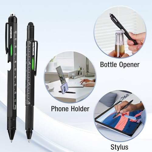 WORKPRO Multi-Function Pen Set with Screwdriver, LED Light & Stylus - 9-in-1 & 6-in-1 Tools, Gift for Men, Dad, Husband, DIY Gadgets