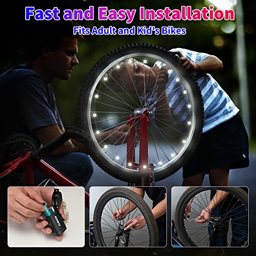 DAWAY A01 LED Bike Wheel Lights 2-Wheel White - Ultra-Bright, Waterproof Bicycle Spoke Lights with Batteries