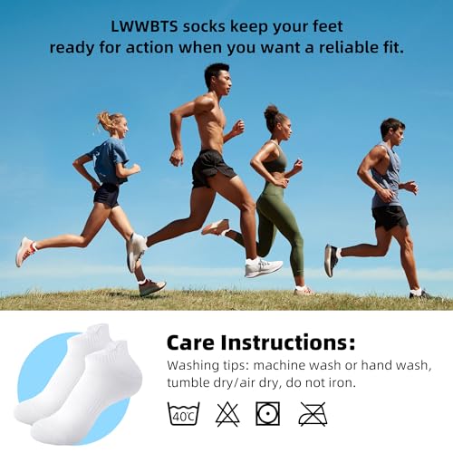 Low Cut Women's Ankle Socks - Athletic No Show Tab Socks, 6 Pairs - White