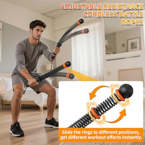 Adjustable Ropeless Battle Ropes - Cordless Weighted for HIIT