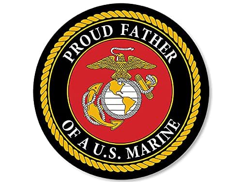 Proud Father of a US Marine Vinyl Decal - 3 Inch Sticker