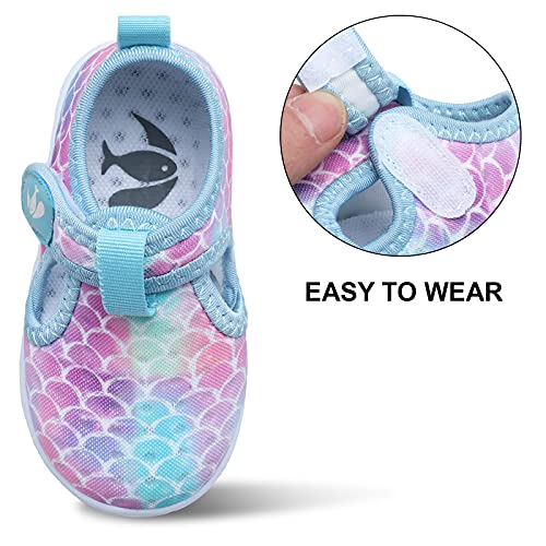 Kids Aqua Socks Water Shoes - Quick Dry Mermaid Scale - 7 Toddler