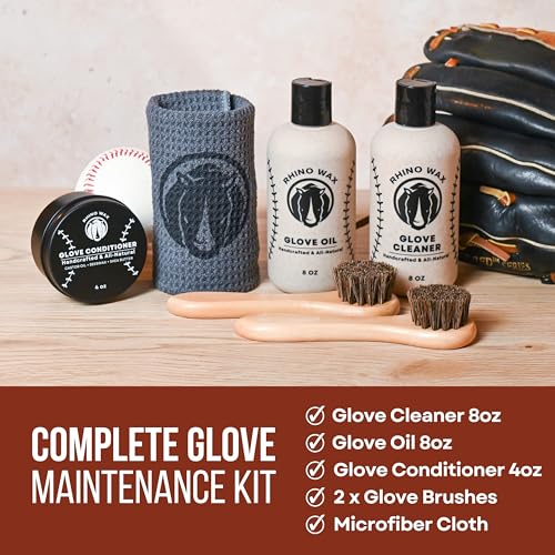 Rhino Wax Baseball Glove Care & Maintenance Kit - Complete 6 Pack