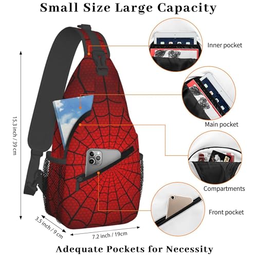 YOZIRIBO Spider Web Crossbody Sling Bag for Men Women Boys Girls Travel Hiking