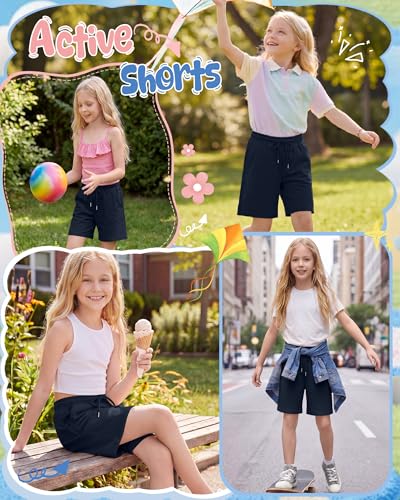 Wide Leg Girls Bermuda Shorts - Navy Blue, 11-12 Years