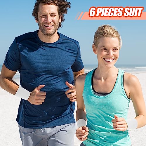 Wettarn 6 Pcs 4 Inch Wrist Sweatbands