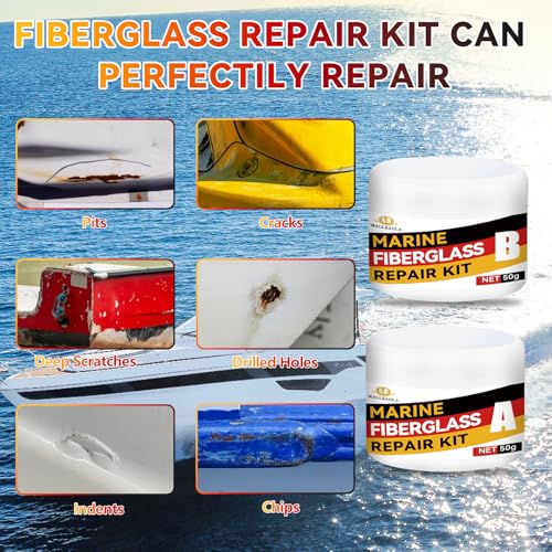 Marine Fiberglass Repair Kit for Boats - Gel Coat & Epoxy Filler