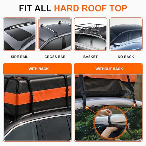 15 Cu Ft Rooftop Cargo Carrier Bag - Fits Any Vehicle Without Rack