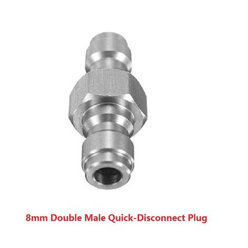 Flylock Universal 8mm Double Male Stainless Steel Quick-Disconnect Plug Adapter for PCP Paintball Airsoft Air Gun Tool