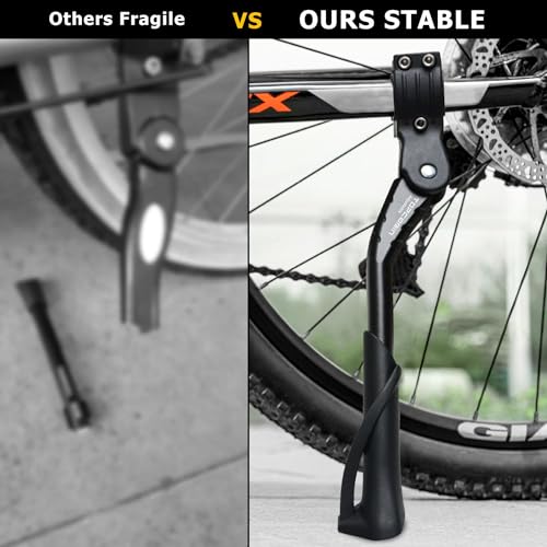 Black Adjustable Aluminum Bicycle Kickstand for 24-29 inch Bikes - Rear/Center Mount