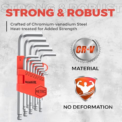 Meiwaltee Allen Wrench Set, 26PCS Metric (1.27-10mm) & SAE (0.05"-3/8") Allen Key Set, L-Hex Key Set With Long Arm Ball End,Visible Size-Marked For Bicycle - Appliance Repair, Furniture Assembly