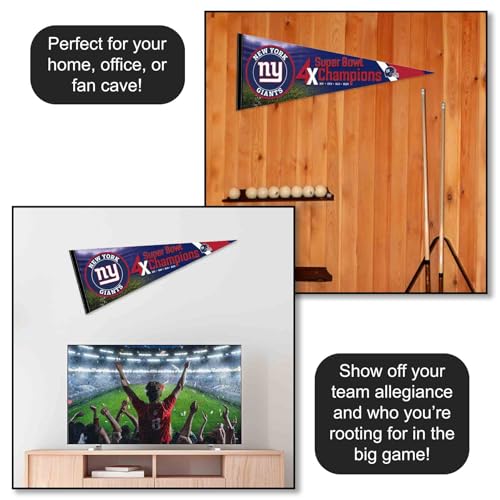 New York Giants 4-Time Champions Pennant Banner Flag - 12x30