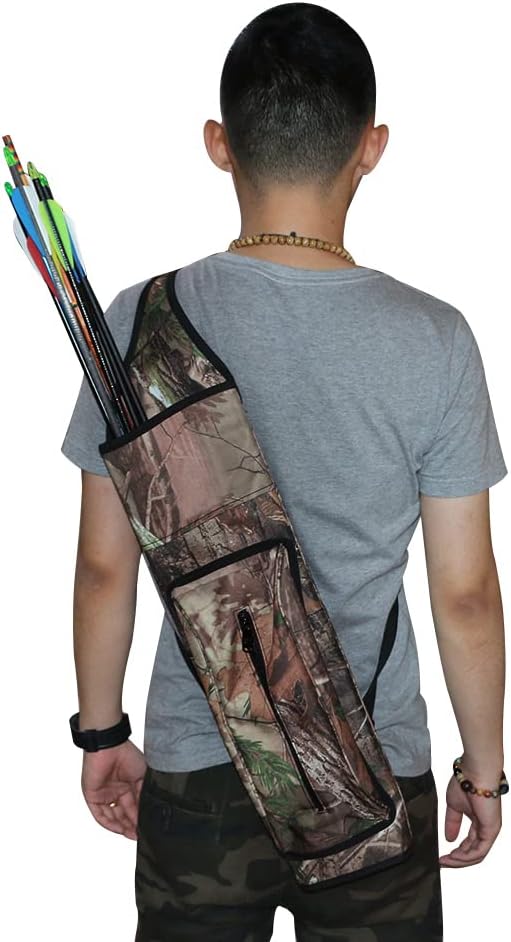 TOPARCHERY Archery Quiver - Durable Canvas Arrow Holder with Front Pockets | Ideal for Target Shooting