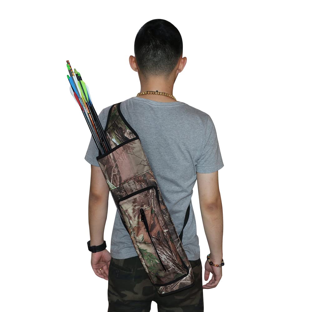 TOPARCHERY Archery Back Canvas Arrow Quiver Arrow Holder Adjustable Shoulder Hanged Target Shooting Quiver for Recurve and Compound Bows Adults or Youth Practice Competition Hunting (Camo Style)