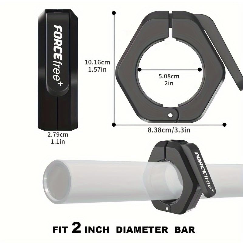 Barbell Clips - Quick Release Olympic Clamps with Anti-Slip Grip - Black
