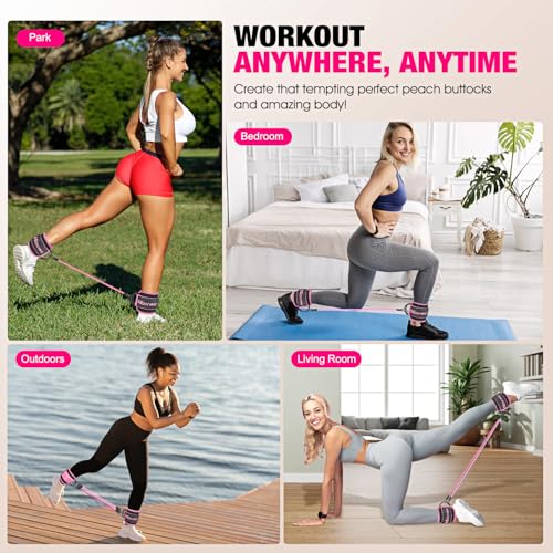Ankle Resistance Bands with Cuffs for Leg & Booty Workouts - Pink