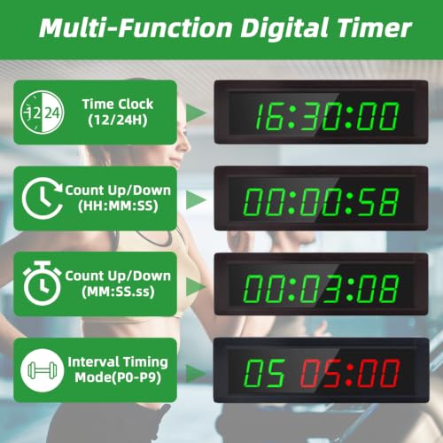 Programmable Gym Timer Clock with Remote Control - Plug-In