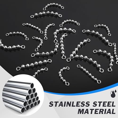 Silanon 40pcs Stainless Steel Fishing Beads Chain Swivels - 6 Beads 3/16"