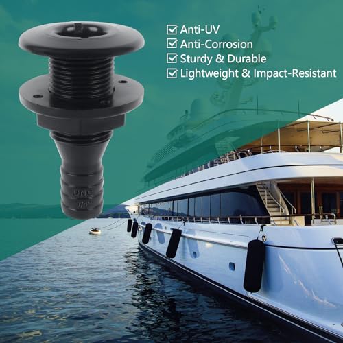 Thru Hull Fitting - 3/4" ABS Plastic Connector for Boats - Black
