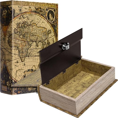 Barska Antique Map Book Safe 7x2.75x10.75-inch Hidden Lock Box with Key