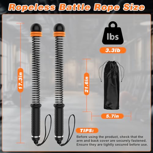 Ropeless Battle Rope - Cordless Fitness Rope with 8 Weight Rings - Black