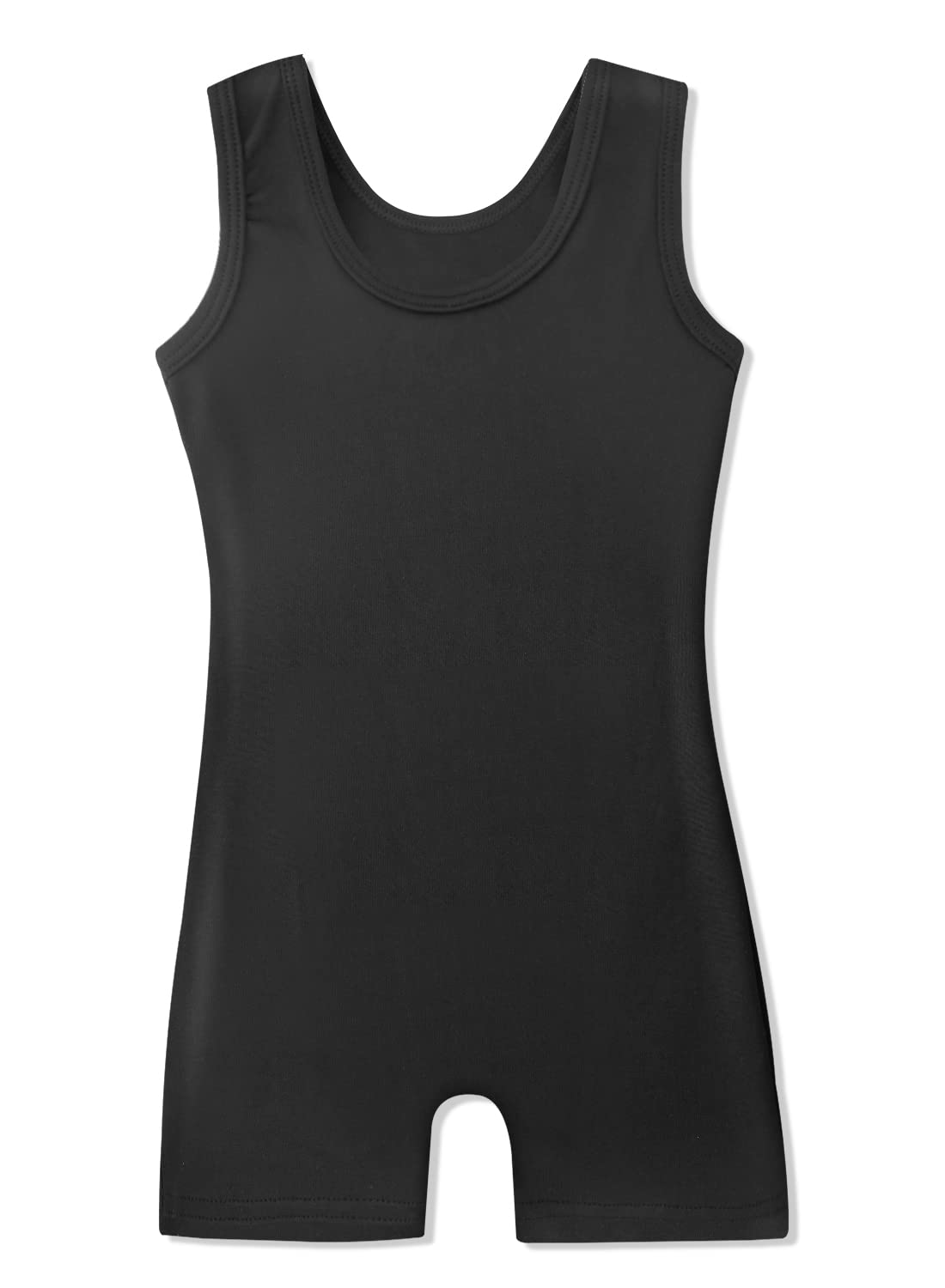 HOZIY Gymnastics Leotards for Girls 10-12 11 Years Old Solid Color Black Sleeveless Dance Clothes Tumbling Outfits Bodysuits With Shorts Biketards Tank Sleeve
