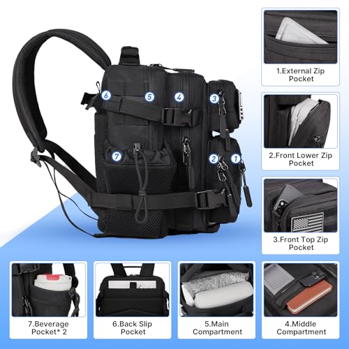 Boomistry 15L Mini Tactical Backpack Black-15L | Molle Everyday Use
