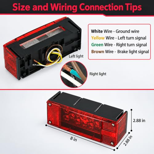 Wellmax LED Boat Trailer Lights - Submersible Marine Waterproof Tail Lights Kit